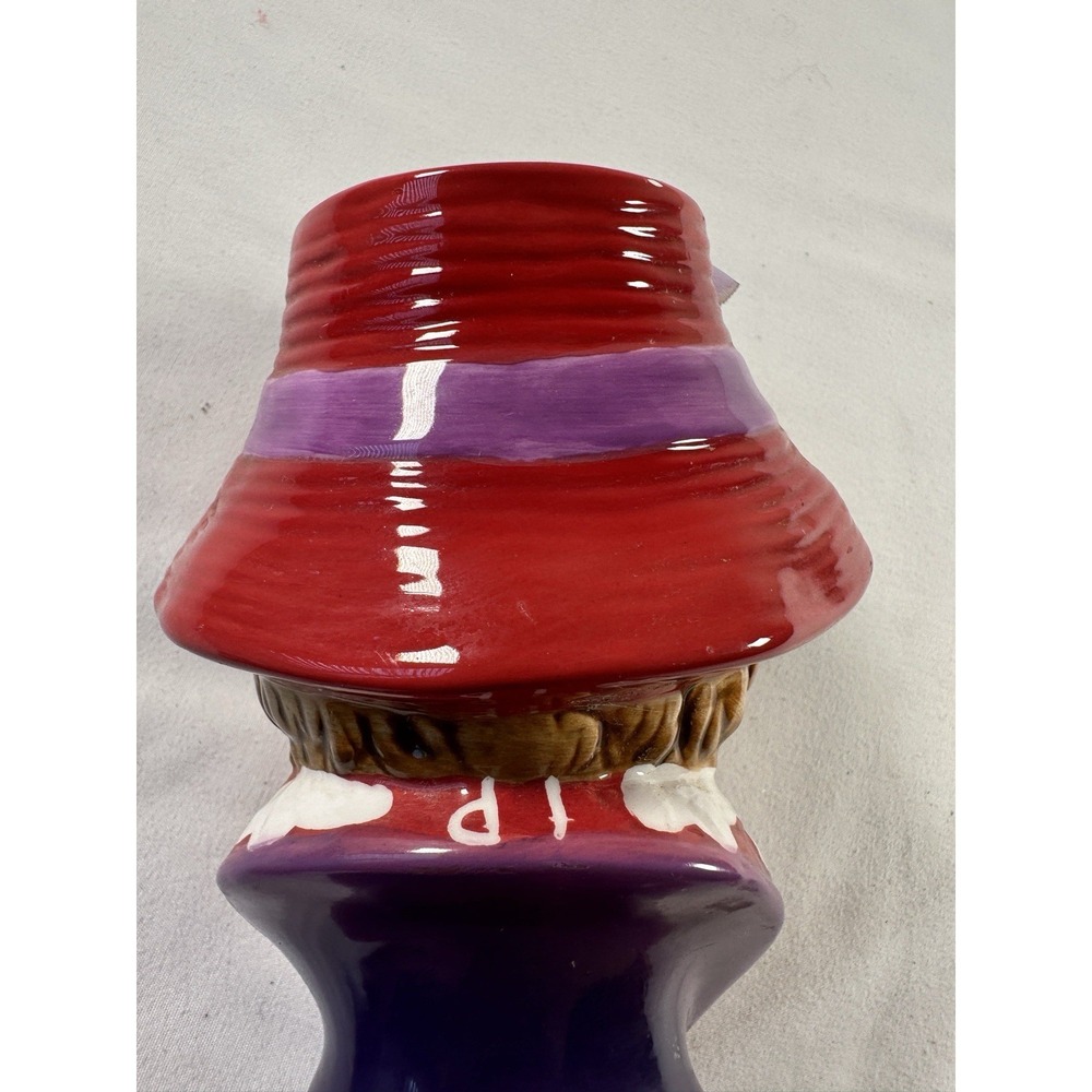 Lefton Red Hat Lady Head Vase 2003 Hand Painted Porcelain Rhinestone Necklace - Picture 5 of 14